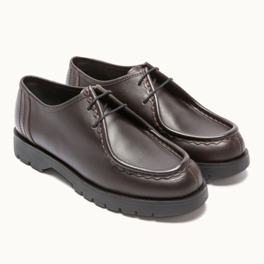Klemen Padror French leather Chocolate Brown and Black Lug Sole Loafers